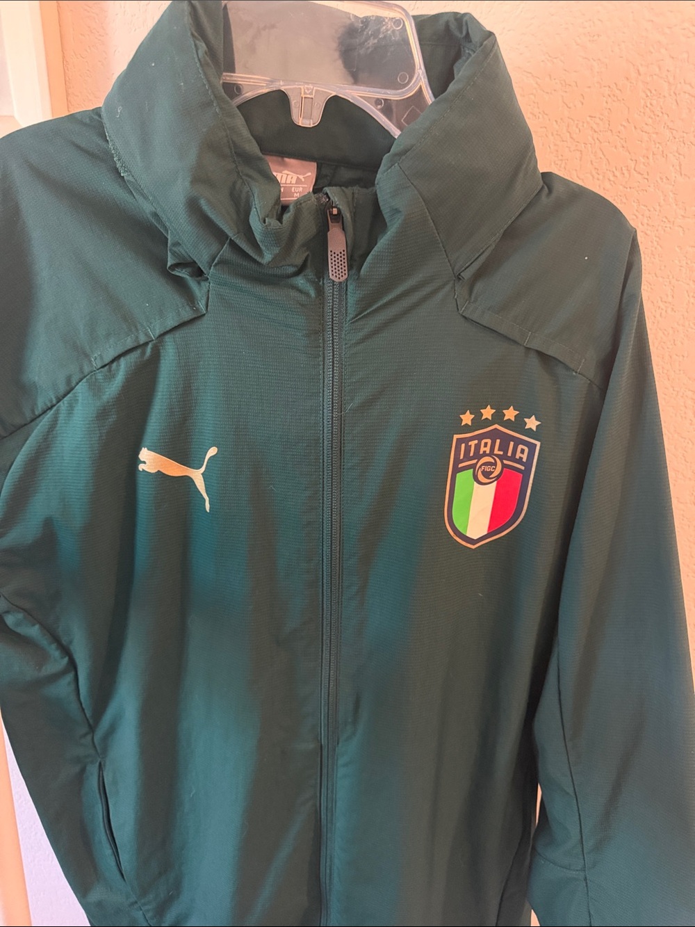 Puma Italia Men's Dark Green Full-Zip Performance Jacket